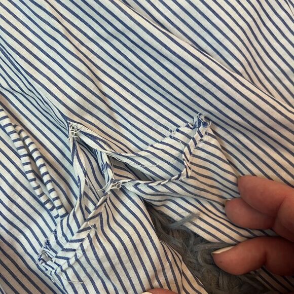 Anthropologie Hemant & Nandita Embroidered Striped Pants Red Tassels Size L - Picture 6 of 6